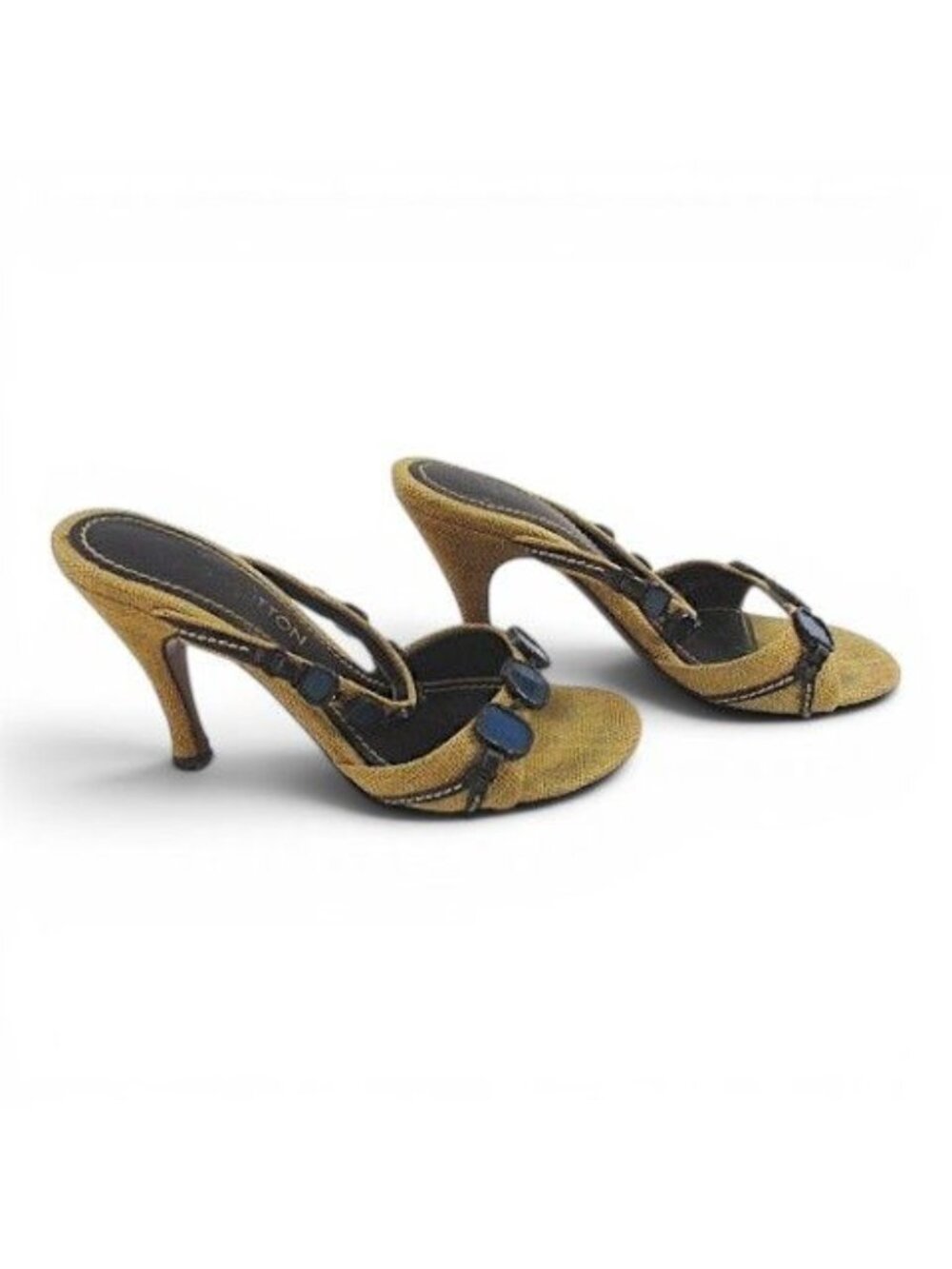 Louis Vuitton Sandals Mules 37.5 Blue Stone Like Beige - Picture 3 of 9
